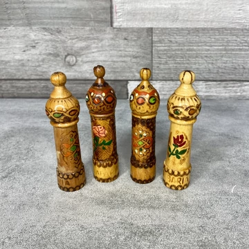 Bulgária díszes fa rózsaolajtartó szett