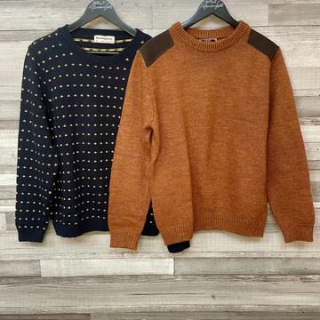 Hemingway sötétkék, Next barna kötött pulóver szett M