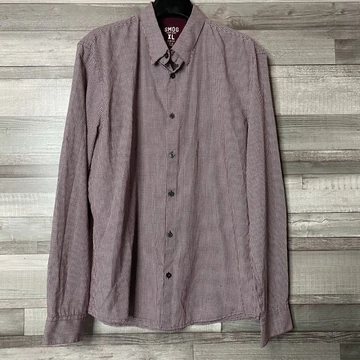 Smog slim fit bordó aprókockás férfi ing XL