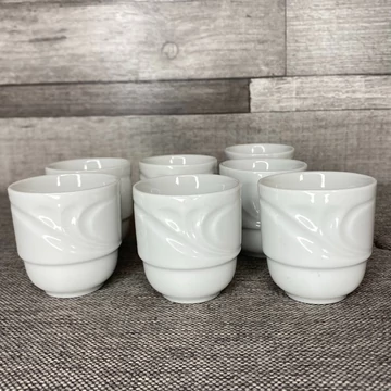 Hollóházi fehér porcelán kupica szett 7 db