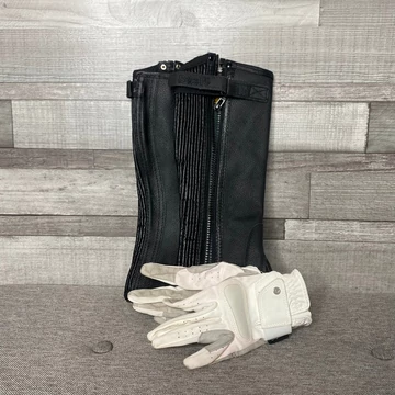 Daslö bőr lovagló lábszárvédő Fouganza kesztyűvel XXS