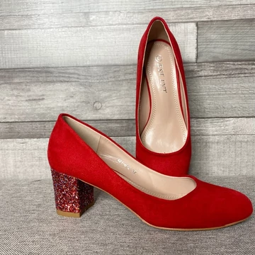 Est Int piros csillogós magassarkú 37