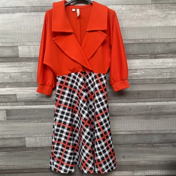 BodyFlirt piros kockás ruha 36-38