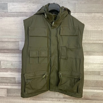 Női khaki zöld zsebes mellény M-L