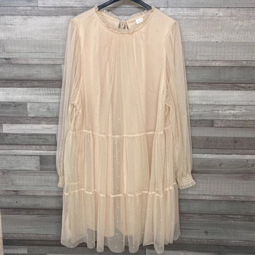 H&amp;M rózsaszín pöttyös tüllös ruha XL