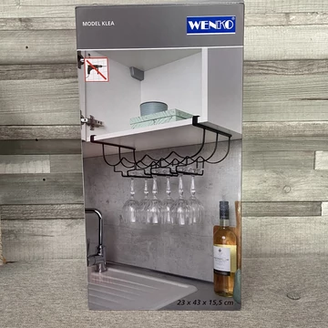 Wenko polcra akasztható talpaspohár tartó