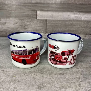 Retro fém zománcos bögre szett Ikarus, IFA MZ mintával