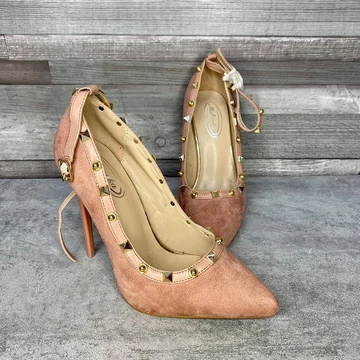 Mulanka rózsaszín szegecses magassarkú cipő 37