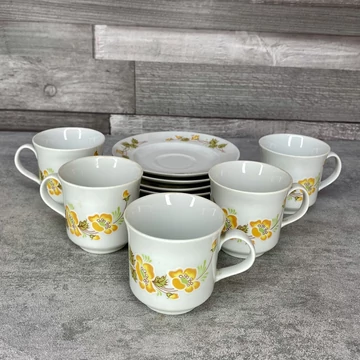 Alföldi porcelán sárga virágos kávés készlet