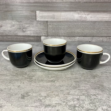 Hollóháza Hungary fekete porcelán kávés szett