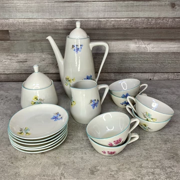 Hollóháza virágmintás kávés szett