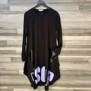 Punk Queen fekete zsebes oversize ruha M