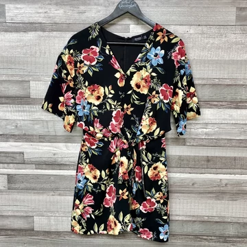 Bershka fekete virágmintás ruha M