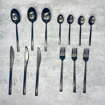 Sötétszürke 3 személyes evőeszköz készlet