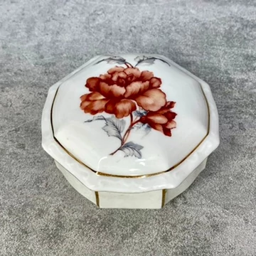 Zsolnay Pécs rózsás porcelán ékszertartó