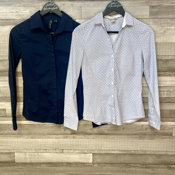 Mango, H&amp;M kék slim fit ing szett 34
