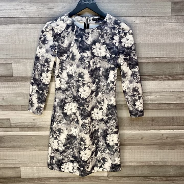 Zara Basic szürke virágmintás miniruha XS