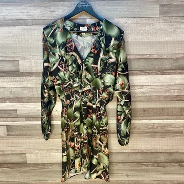 H&amp;M zöld mintás hosszúujjú ruha S
