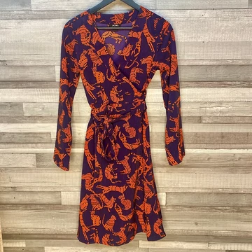 Monki élénk színű mintás átlapolós ruha XS