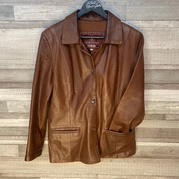 Vintage Vera Pelle Firenze Tanini barna bőrkabát 46