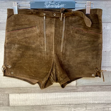 Barna bőr rövidnadrág M