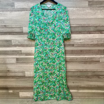 Warehouse zöld élénk virágos hosszú ruha 40