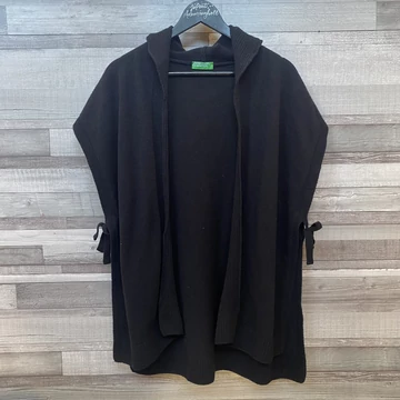 Benetton fekete női poncsó szerű kapucnis kardigán One size