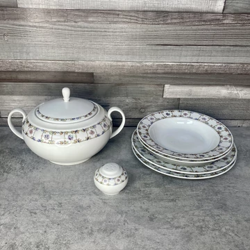 Alföldi porcelán leveses tál 2 személyes tányér szettel