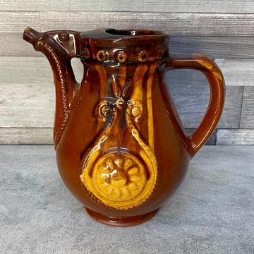 Mázas kerámia kancsó népies mintával