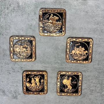 Chile dombornyomott lemez poháralátét készlet 5 főre