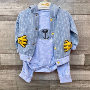 Baby Im exclusive kék kapucnis kisfiú szett 6-9 hó