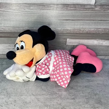 Vintage Minnie Mouse fekvő plüss egér figura