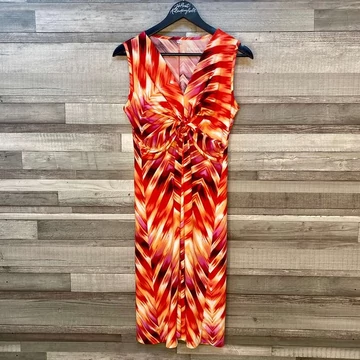 BPC, Bonprix pink-piros mozgalmas mintás ruha 36-38