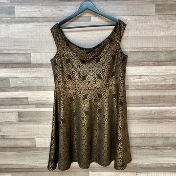 Pink Clove fekete-arany nagy méretű női alkalmi ruha UK 20