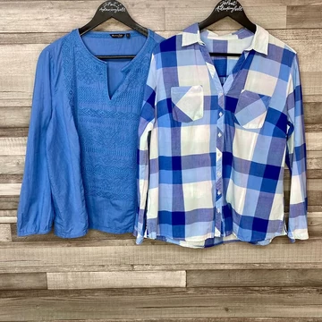 Massimo Dutti kék vékony blúz, kockás ing L