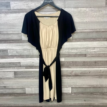 Sandra Darren fekete-bézs elegáns ruha UK 8