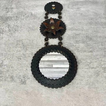 Bőr keretes fali tükör dísz