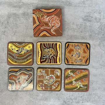 Australian Aboriginal Art kenguru mintás poháralátét szett