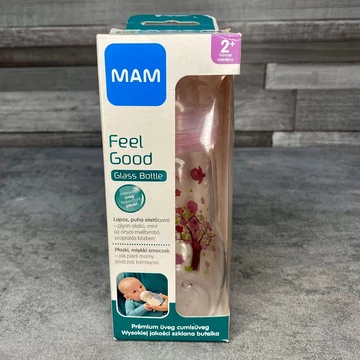 MAM Feel Good prámium üveg cumisüveg lapos etetőcumival 2 hónapos kortól 260 ml