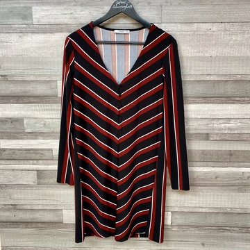 Mango bordó-fekete csíkos hosszú ujjú ruha S