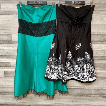 Pánt nélküli zöld-fekete csinos női ruha szett 40