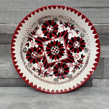 Gránit kézzel festett népies kerámia fali dísztányér