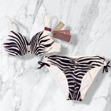 Lisca fekete-fehér zebra mintás bikini szett 36/A