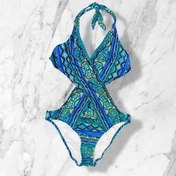 Lilly extravagáns kék mintás fürdőruha 40/C