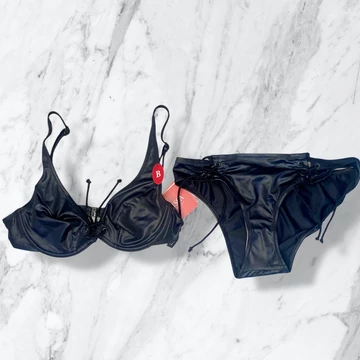 Lisca Dubai Metal bőrhatású fekete merevítős bikini 40/B