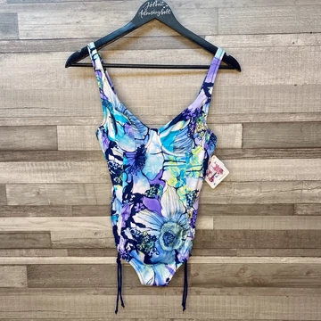 Lisca Lefkas kék virágmintás merevítős egyberészes fürdőruha 38/B