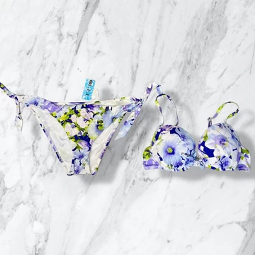 Sielei lila virágmintás merevítős push-up bikini S-M