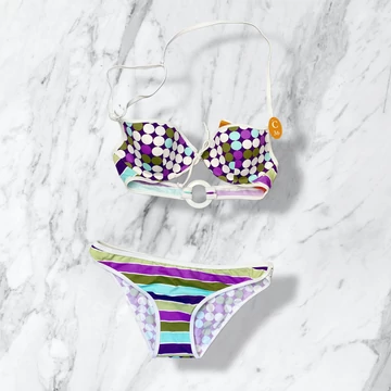 Lisca Fun lila-pöttyös push-up bikini 36/C