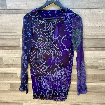 Desigual lila mintás vékony blúz 38