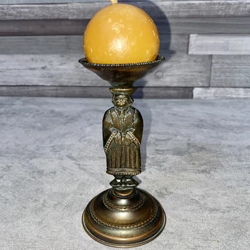 Antik bronz industrial art népies férfi gyertyatartó dísz